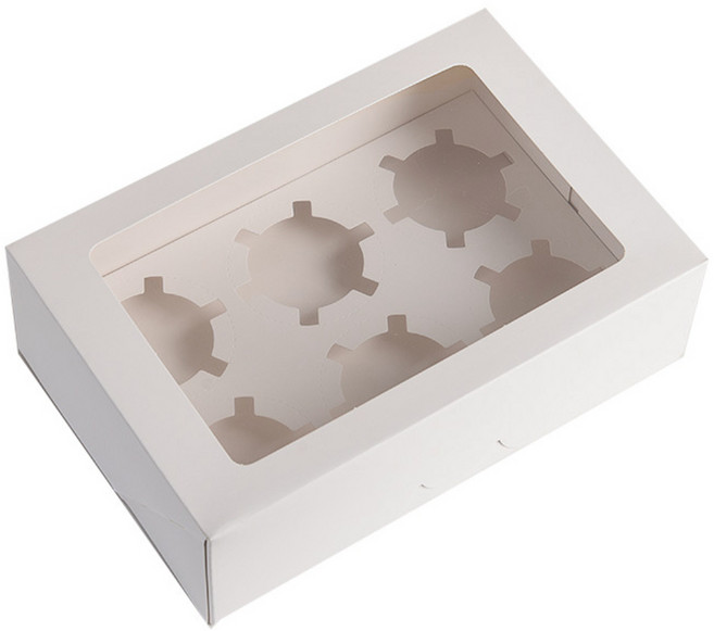 DD 투명창 원터치 일체형 머핀상자 쿠키포장 컵케이크박스 10개, 1세트, 화이트 D (6구)