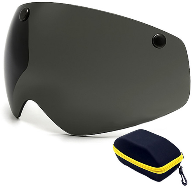 무스탕 자전거 고글 헬멧 추가고글 주간렌즈 야간렌즈 자석 렌즈 탈부착 헬멧 호환 가능 + 보관용 다용도 하드케이스, 주간렌즈(블랙)+하드케이스(블랙), 1개
