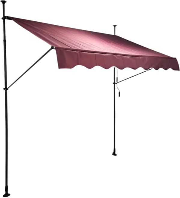 홈스리빙 고정 어닝 테라스 무타공 접이식 수동어닝 비가림막 차양막 옥상 어닝천막, 2m, 와인캔버스, 그레이