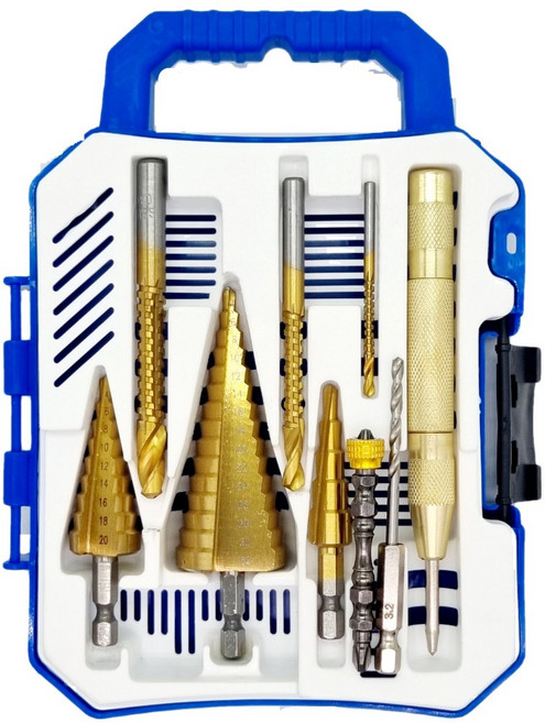 수코리아 스텝드릴 홀쏘 스텝드릴 9종세트 [ 9종 파란색 케이스 ], 1개