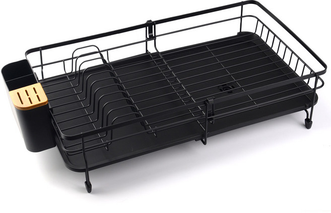 노빌리움 노바 스테인레스 익스텐드 식기건조대 자동물빠짐 싱크대 선반 그릇 정리대, 1개, 블랙, 1단