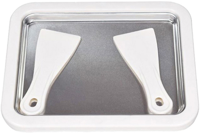 프리미엄 철판 아이스크림 메이커 얼음기계 제빙기 미니휴대용 캠핑용 요거트볶음 스테인리스 아이스크림팬, R99234W(화이트