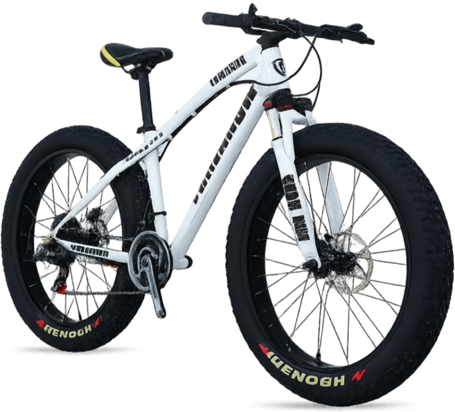 PEAK 팻바이크 풀샥 산악 자전거 MTB 광폭 타이어, 스포크, 화이트 24인치, 1개