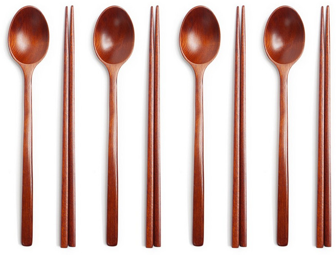 이신공방 국산 옻칠 나무수저 4인세트 (케이스포함), 천연옻칠, 4세트, 본 (수저세트)