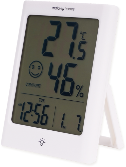 말랑하니 디지털 벽걸이 온습도계 백라이트 습도계 온도계, 1개, 화이트