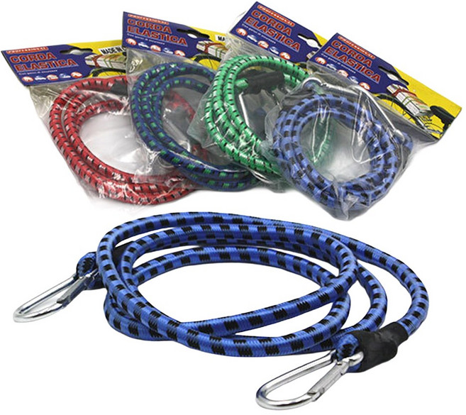 골든트리 양쪽 비너 탄력 고리줄바 2M 화물고정 자전거줄 고무줄 걸이 로프 짐받이줄, 랜덤색상(추가/변경), 1개