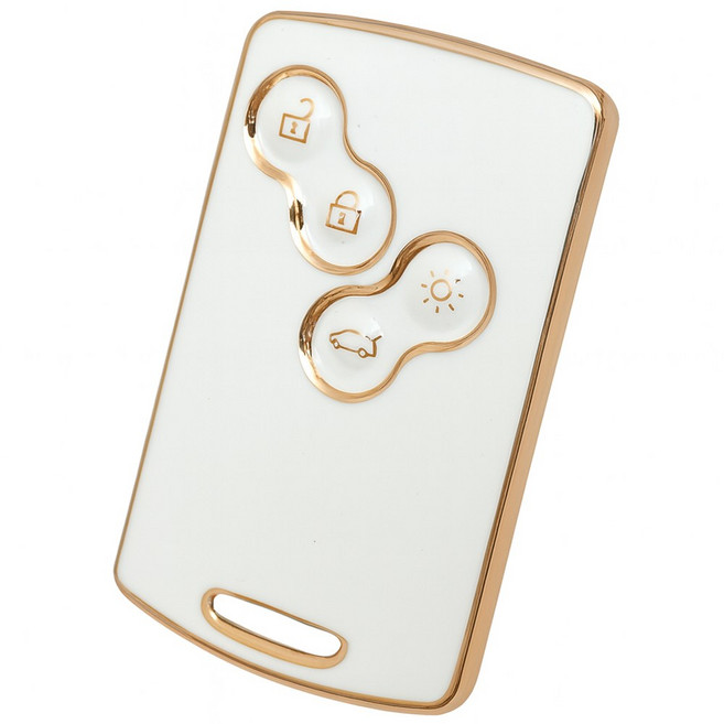 바이어블 르노삼성 호환 자동차 tpu 스마트키 키케이스 키홀더 4버튼, 화이트골드 (VA-TA60)