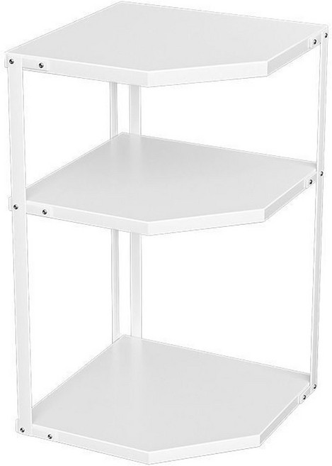 아이위크 주방 욕실 거실 틈새 모서리 선반 삼각 벽면 코너 사이드 선반, 화이트, 3단