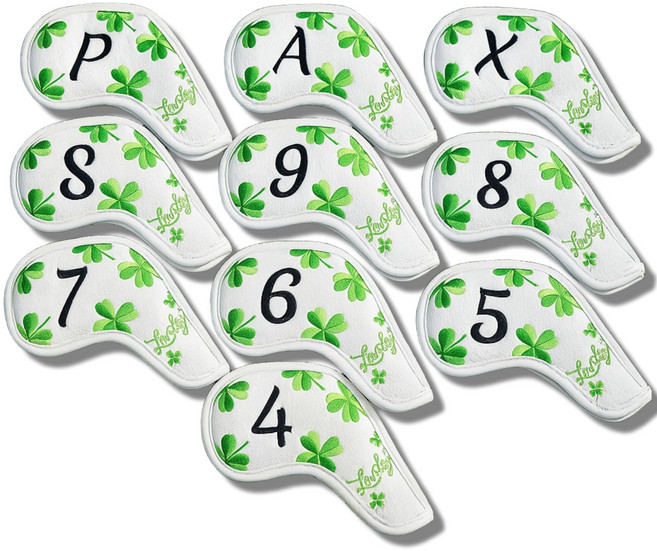 골프서플라이스 럭키클로버 여성용 가죽 자석 아이언커버 10개 세트, 1세트