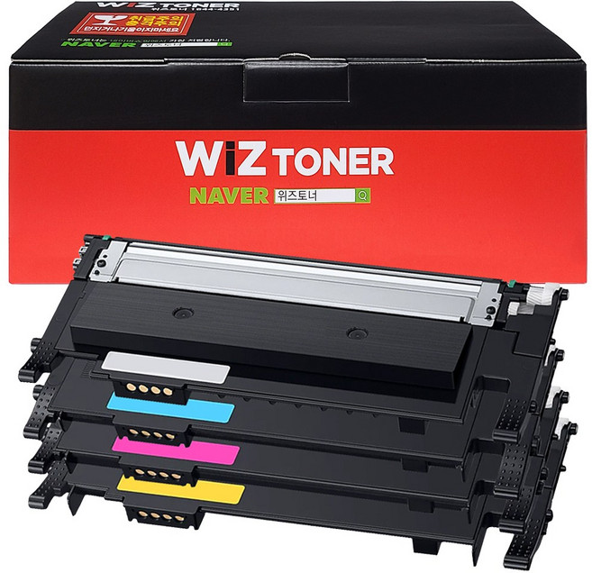 삼성 CLT-K510S 토너 (4색세트) 재생 C51x C56x SL-C563FW SL-C563W SL-C513W SL-C513 SL-C510 P510C 위즈토너, 1세트, 검정+파랑+빨강+노랑