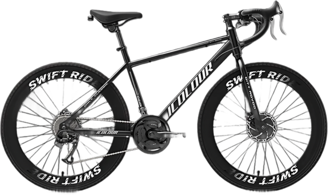 ICOLOUR 초경량 로드자전거 트랙 사이클 입문용 60mm 휠셋, 27세트, 175cm, 블랙