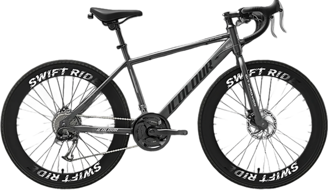 ICOLOUR 초경량 로드자전거 트랙 사이클 입문용 60mm 휠셋, 27세트, 175cm, 그레이