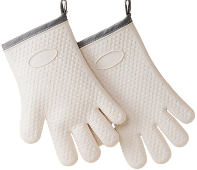 마힐스 실리콘 손가락 오븐 장갑 내열 미끄럼방지, 1세트, 아이보리