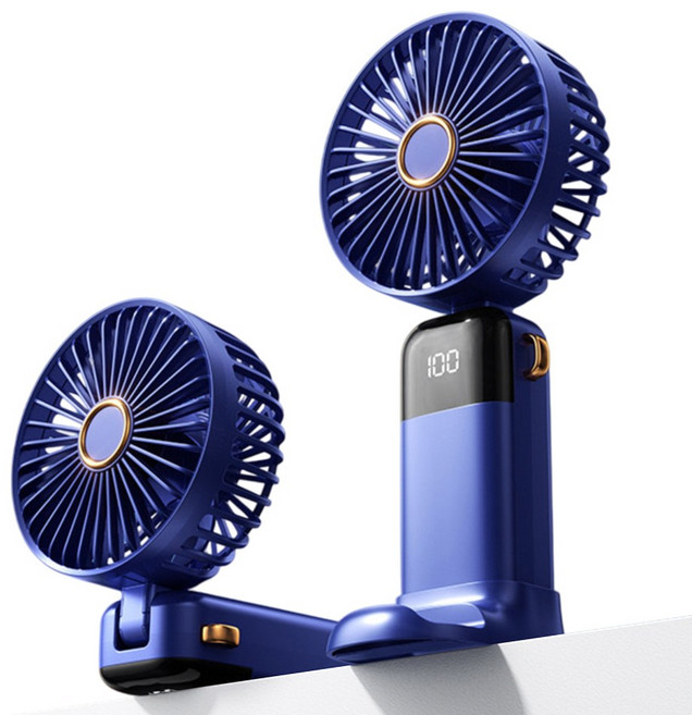 obp 5단 풍속 미니 냉각 저소음 휴대용 핸디 탁상용 목걸이 선풍기, 블루