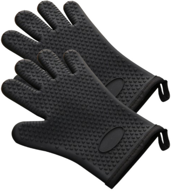 마힐스 실리콘 손가락 오븐 장갑 내열 미끄럼방지, 1세트, 블랙