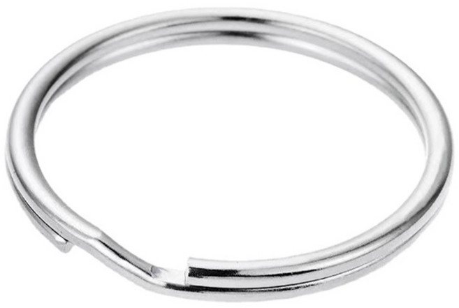 바이트 열쇠고리 키링 이중오링, 은색, 20x1mm, 50개