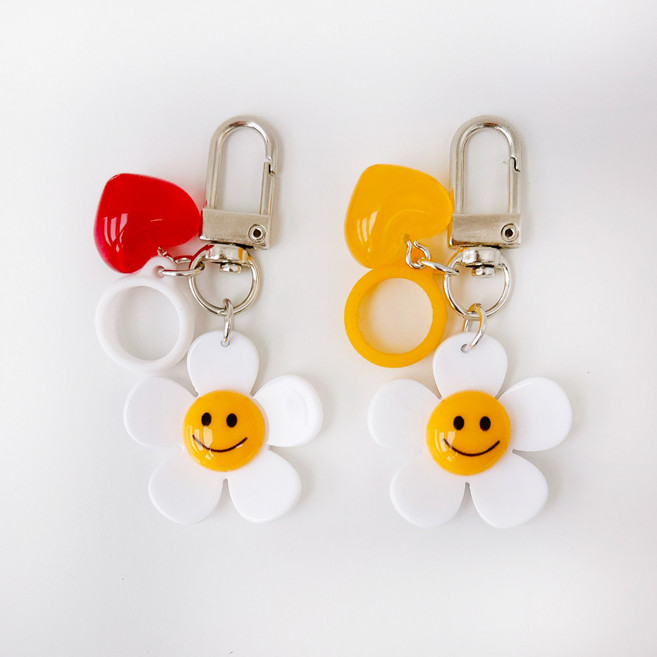 스마일꽃 립밤 키링 립스틱 케이스 홀더, 1개, B세트(레드 옐로우하트)