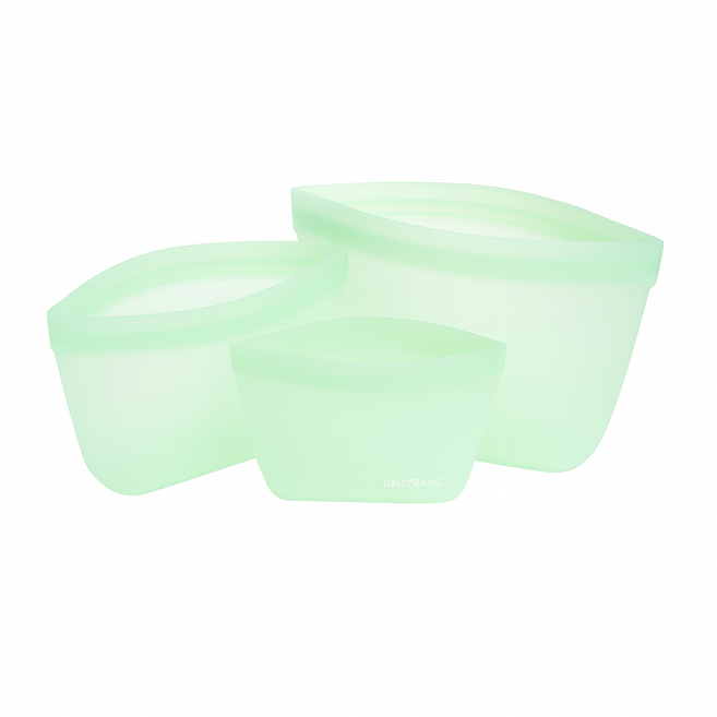 실리콘지퍼팩 3중 스탠드 밀폐 실리콘지퍼백 S+M+L 3종 세트, 그린S+M+L, 1개