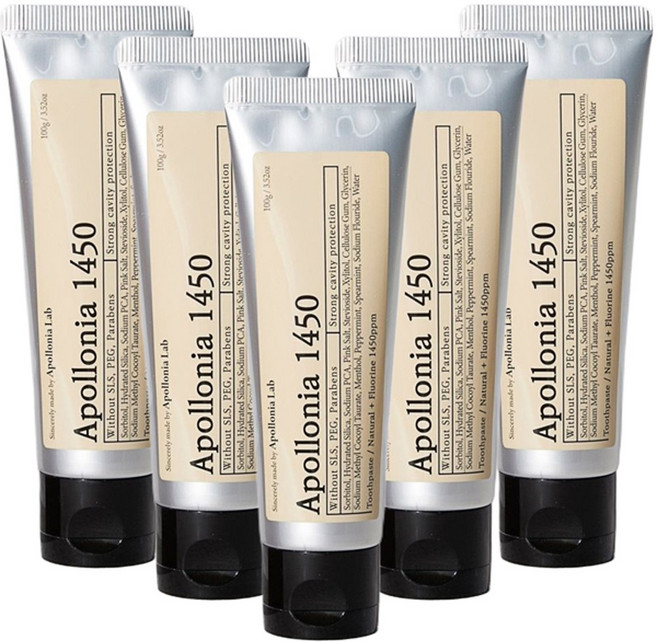 5 set 아폴로니아1450 치과의사가 만든 착한고불소 어린이 가족치약, 100g, 5개