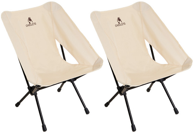 시크레토 경량 접이식 캠핑 체어 1+1, 1세트, 베이지