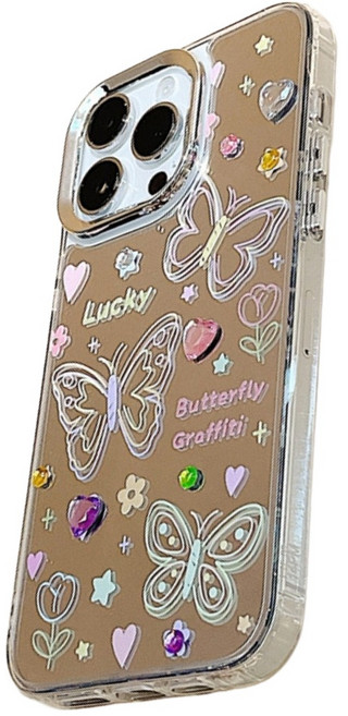 비니츄 미러 나비 스트랩 아이폰 케이스