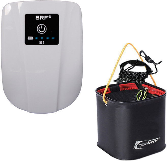 SRF 낚시 휴대용 기포기 충전식 차량용 USB 산소 발생기 에어 펌프 낚시용품 어항 무소음 2구, 01.+SRF 기포기 S1(화이트)+두레박21형(블랙), 1개