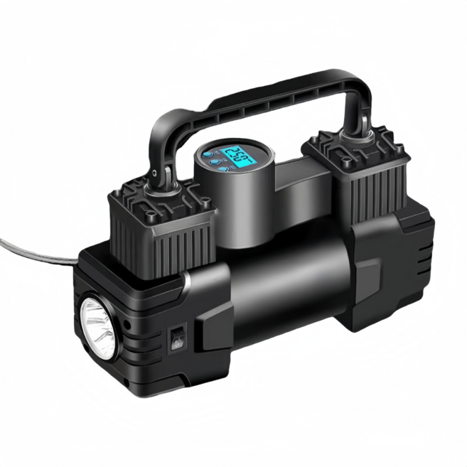 휴대용 차량용 공기주입기 대용량 자동차 타이어 자동 에어펌프, 디지털 디스플레이[Led 조명], 1개