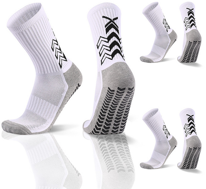 원웨이 논슬립 미끄럼방지 양말 3세트 축구 풋살 스포츠 어린이 성인 사이즈, 화이트