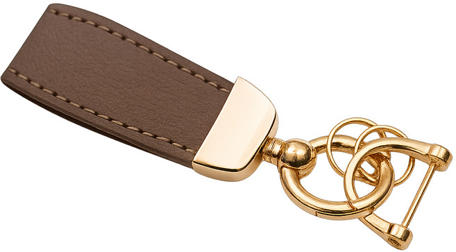 바이어블 L 가죽 키 케이스 스트랩 키링 키홀더 키링 KH17, 진브라운, 1개