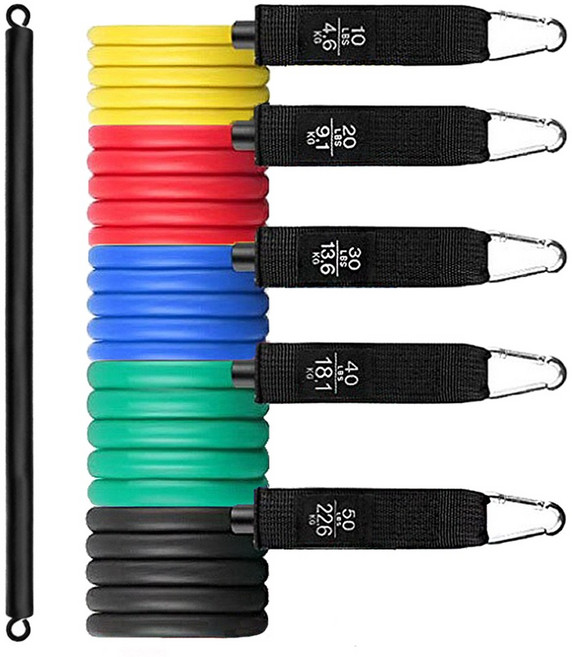 헬로우준 프리미엄 라텍스 튜빙밴드 세트 회전형 그립바, 혼합색상, 1개