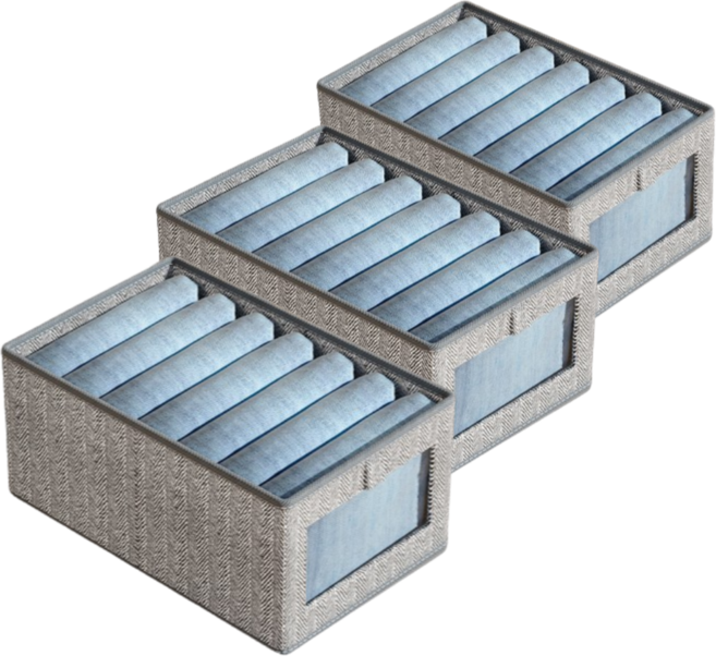 넷세일마켓 패브릭 접이식 옷정리 다용도 수납정리함, 3개, 헤링본 그레이