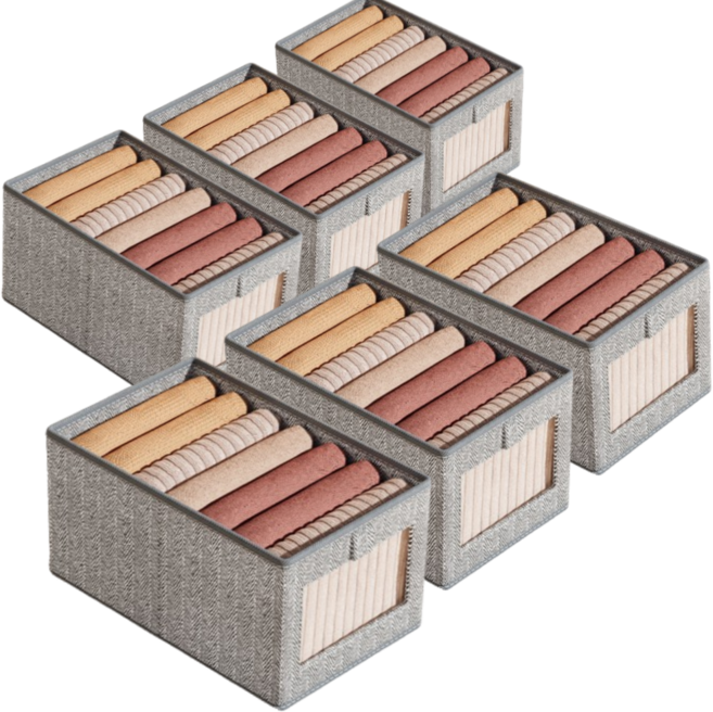 넷세일마켓 패브릭 접이식 옷정리 다용도 수납정리함, 6개, 헤링본 그레이