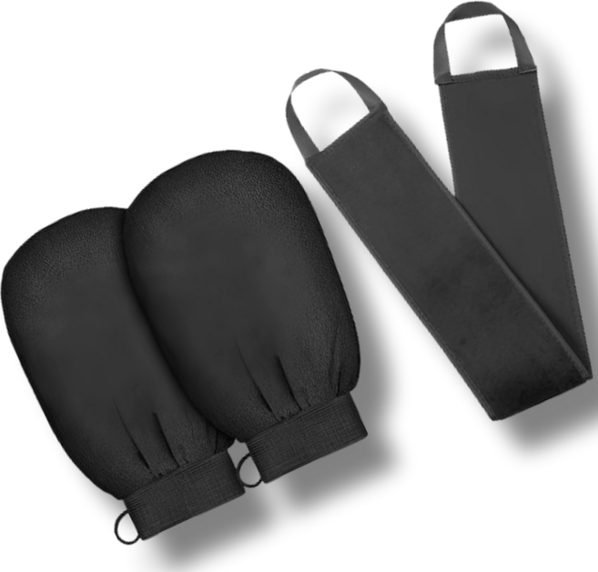 퍼스트홈 저자극 시원하게 때 잘 밀리는 때타올 때장갑 등때밀이, 1세트, 3개입, 다크블랙