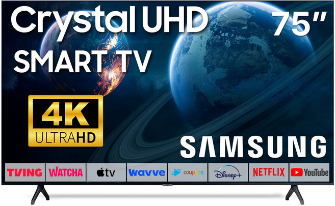 삼성 75인치 TV 4K UHD 75TU690T LED 스마트 티비 미러링 넷플릭스 유튜브, 방문설치, 벽걸이형