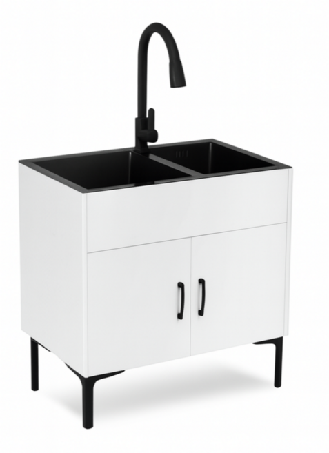 모노싱크 소형 싱크대 간이 하부장 사무실 조립식 블랙 개수대 미니 세면대, 기본형