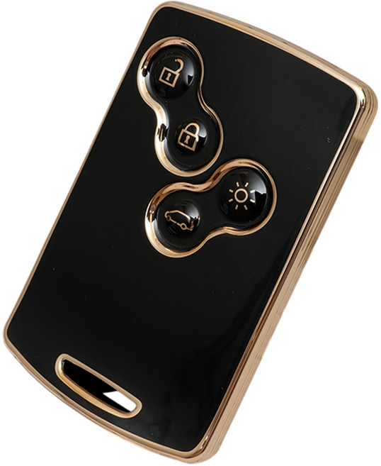 바이어블 르노삼성 호환 자동차 tpu 스마트키 키케이스 키홀더 4버튼, 블랙골드 (VA-TA60)