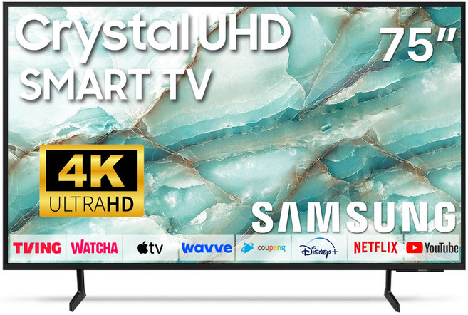 삼성전자 75인치 TV 크리스탈 4K UHD LED 스마트티비 업스케일링 75DU6900 미러링 넷플릭스 유튜브, 고객직접설치, 스탠드형