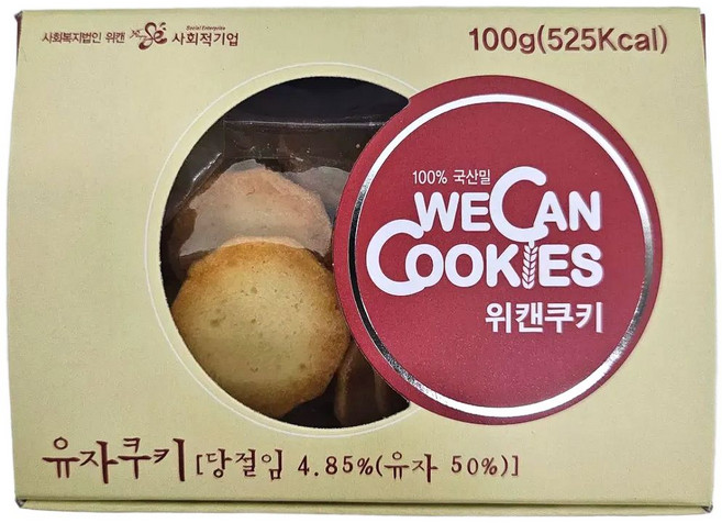 위캔 우리밀 수제 유자 쿠키 100g, 1개