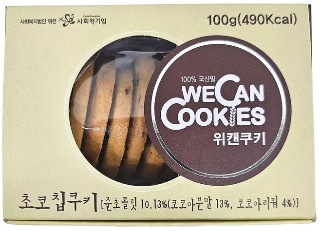 위캔 우리밀 수제 초코칩 쿠키 100g, 1개