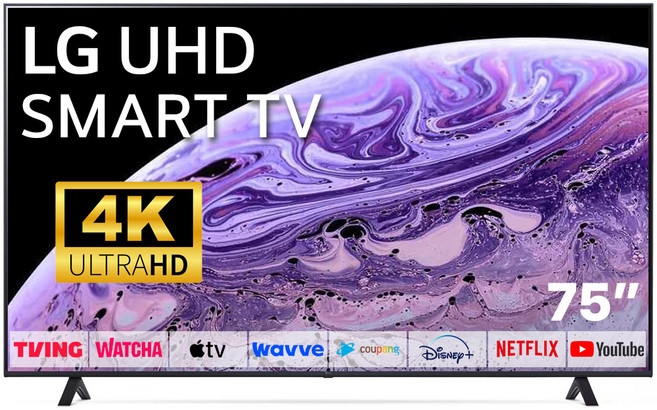 LG 75인치 TV 울트라HD 4K 스마트 TV 75UR8000 유튜브 넷플릭스 디즈니 미러링, 방문설치, 스탠드형