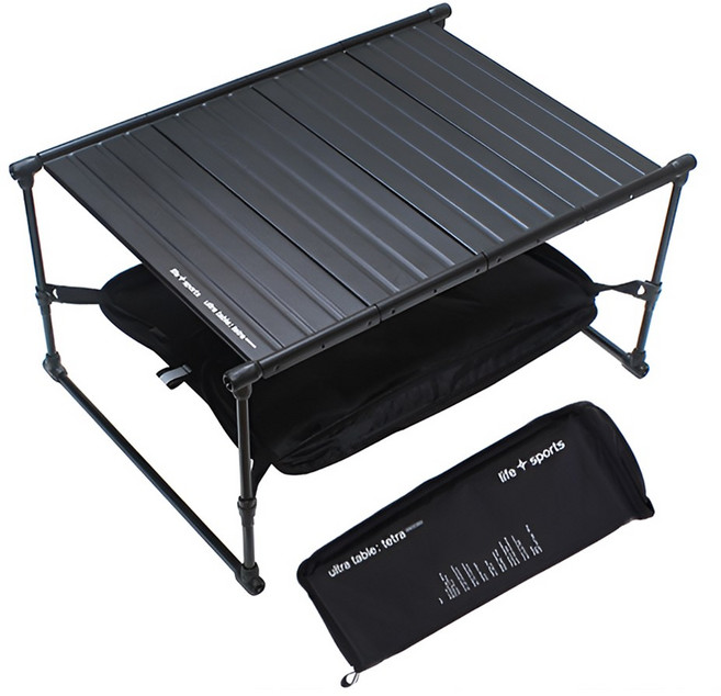 라이프스포츠 테트라 백패킹테이블 캠핑 경량 테이블, 블랙