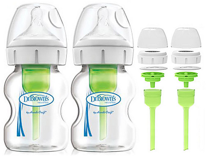 닥터브라운 옵션스 플러스 와이드 유리젖병 150ml 2p + 통기시스템 세트 2p, 투명 + 화이트 + 그린, 1개