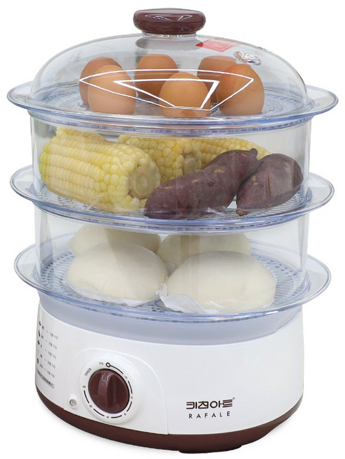 키친아트 투명트레이 3단 찜기 전기찜기