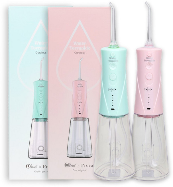 프로벨 구강세정기 휴대용 소형 1800회수압 +팁4개+프로벨본사보증서, 2개입, 핑크+민트