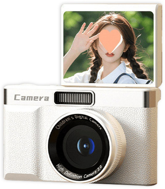 PHILOGEO 9600w 레트로 미니 디지털 카메라 여행용 인생+64G메모리카드, 흰색