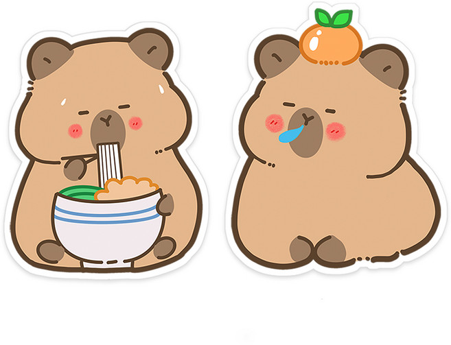 위드코코 (1+1) 귀여운 동물 스마트 핑거 톡 거치대, 2개, 카피바라