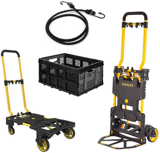 스탠리카트 2in1 핸드트럭 코스트코 접이식 손수레 구르마 구루마(고정로프 포함), 1개, 02.스탠리2in1카트(고정로프+접이식박스)