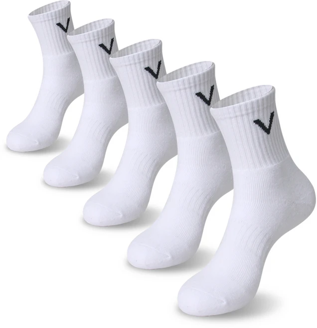 발렌티노크리스티 남성용 전체 쿠션 헬스 V 순면95% 무지 삼선 스포츠양말 두툼한 이중 파일 5켤레, 화이트_5족 - 쿠팡