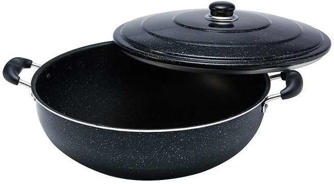 [5중 논스틱 코팅] 유유마트 국산 대형 업소용 볶음 솥 튀김 냄비 (뚜껑포함), 1개, 48cm