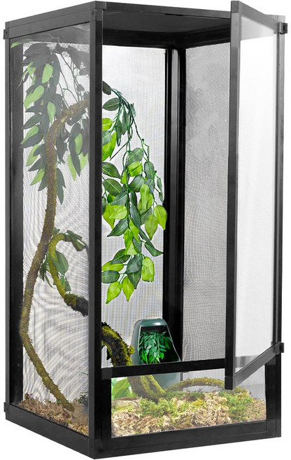 엔제이카멜레온 파충류 카멜레온 사육장 50 50 100cm 파충류 스크린 케이지 도마뱀 하우스, 1개, 블랙 메쉬도어
